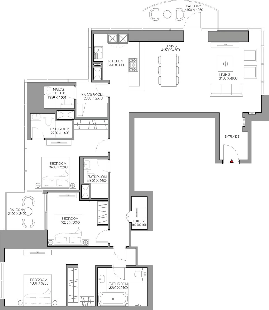 3 BR — 3 Bedroom Apartment Type C