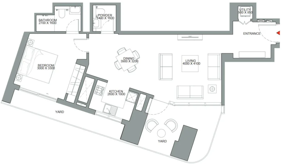 1 BR — 1 Bedroom Type D Variant 1