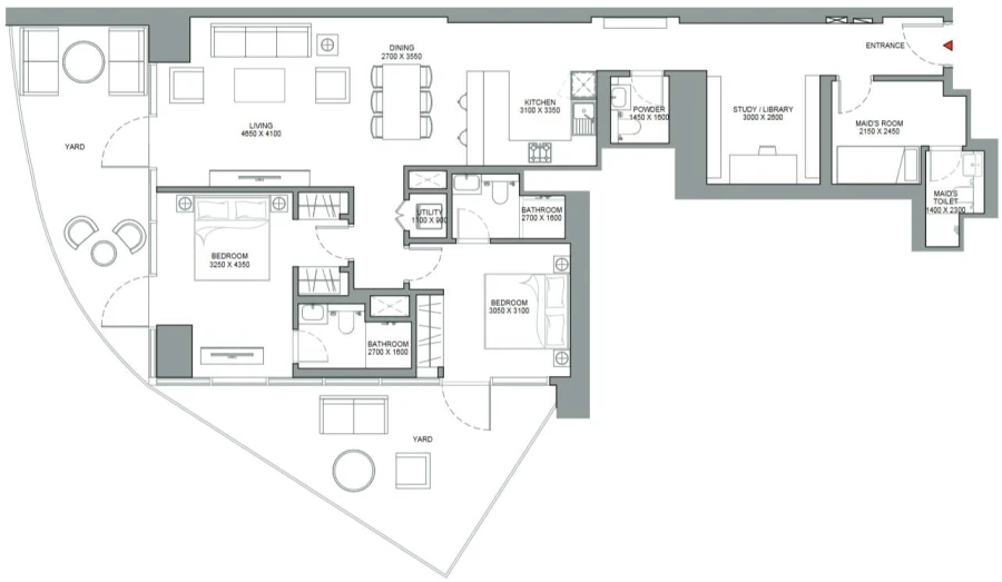 2 BR — 2.5 Bedroom Type C Variant 2