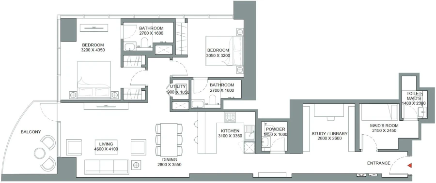 2 BR — 2.5 Bedroom Apartment Type C Variant 1