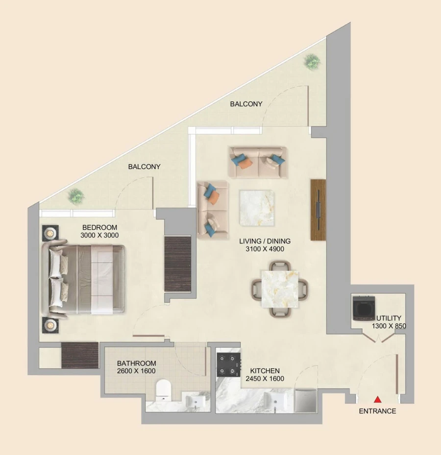 1 BR — 1 Bedroom Type C