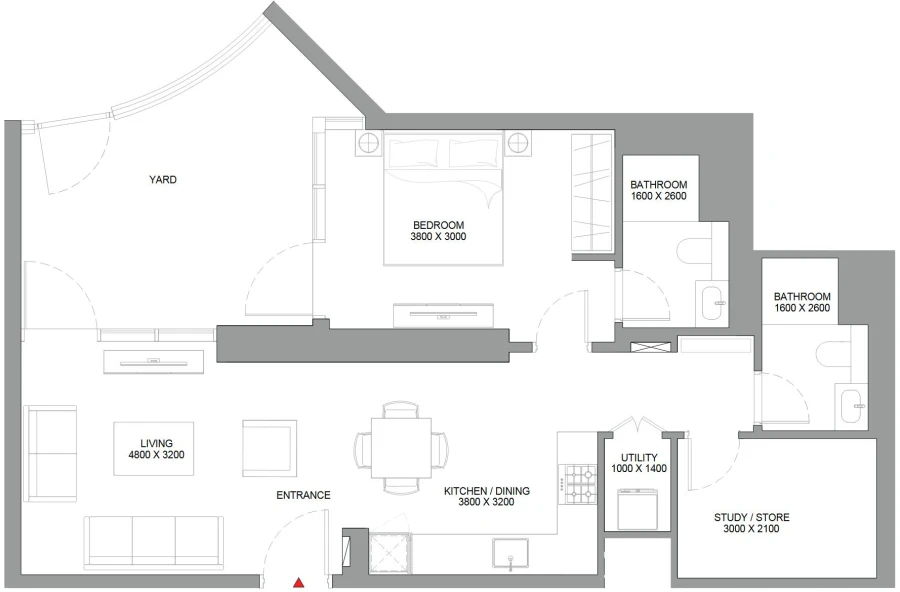 1 BR — 1.5 Bedroom Type A Variant 2