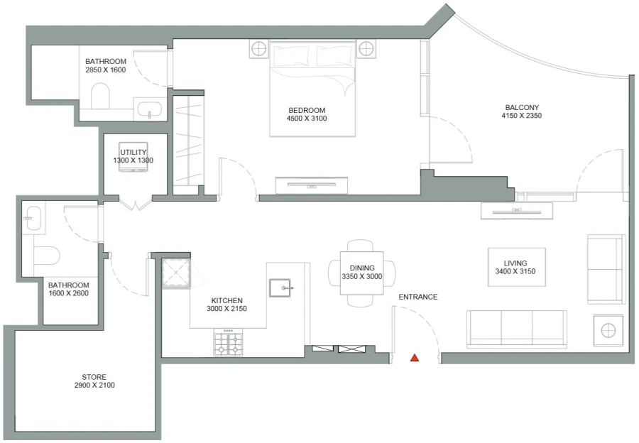 1 BR — 1.5 Bedroom Type A
