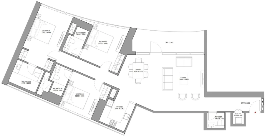 3 BR — 3 Bedroom Type A