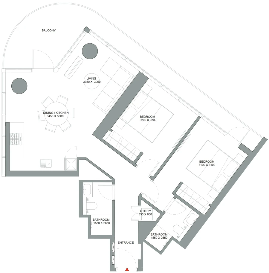 2 BR — 2 Bedroom Apartment Type A