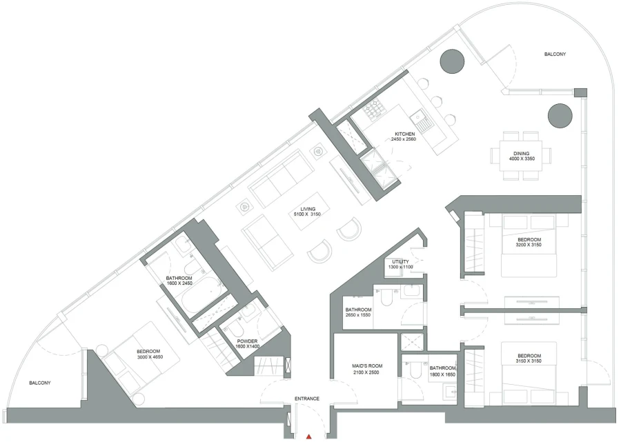 3 BR — 3 Bedroom Apartment Type A