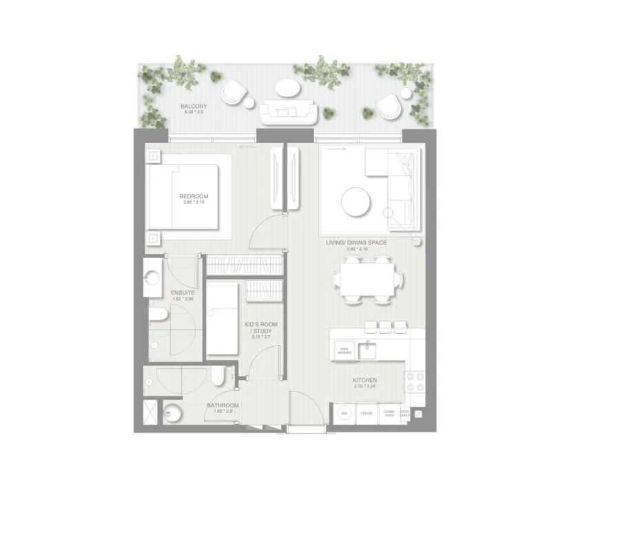 1 BR — 1.5 Bedroom