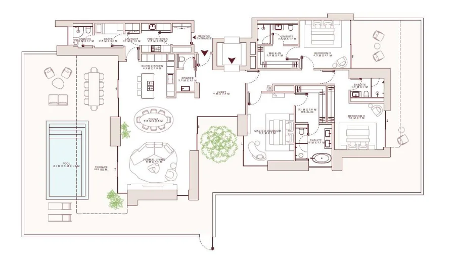 3 BR — 3 Bedroom Type B Garden Residence