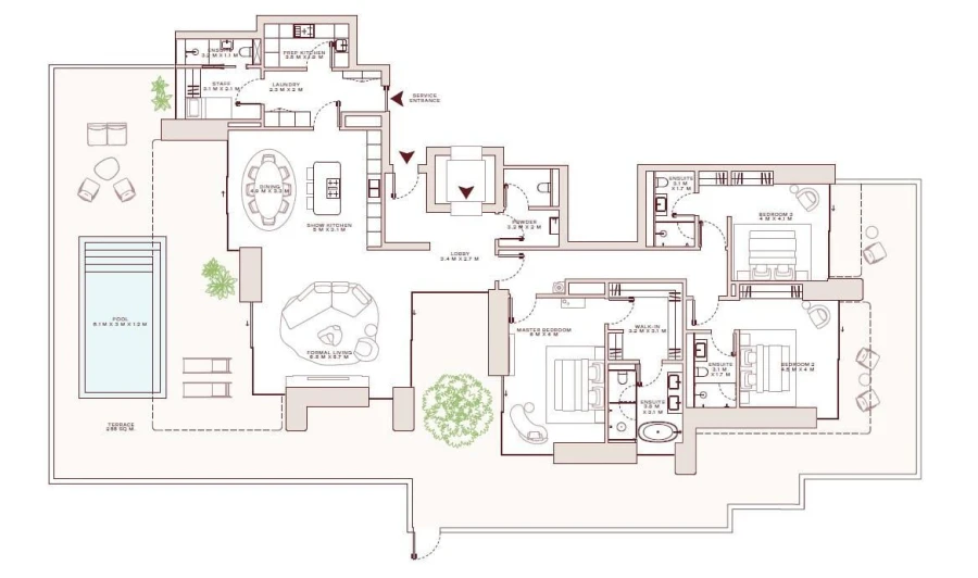 3 BR — 3 Bedroom Type D Garden Residence