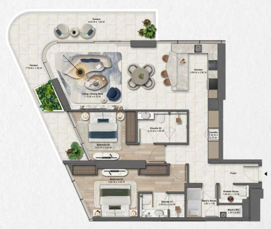 2 BR — 2 Bedroom Type C1