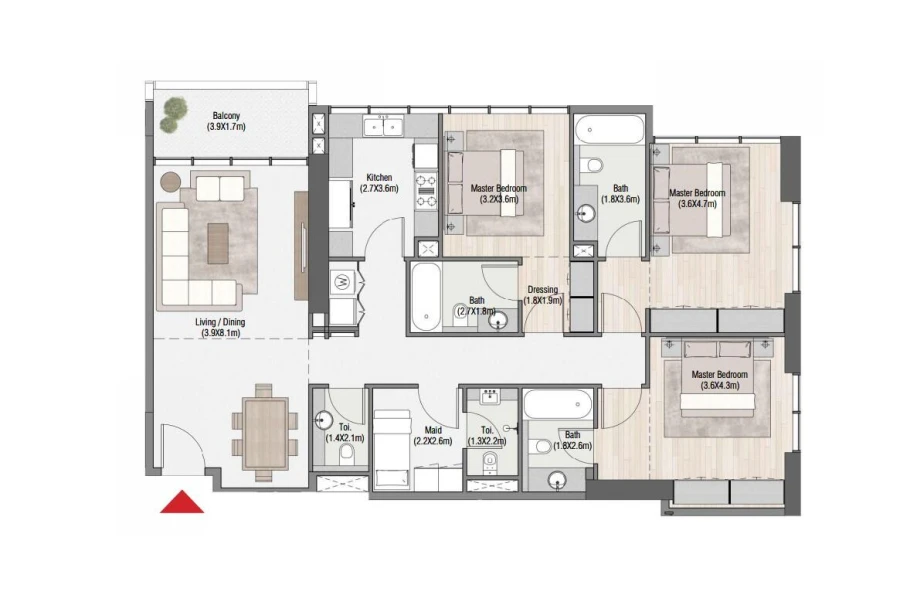 3 BR — Three Bedroom Type 1A