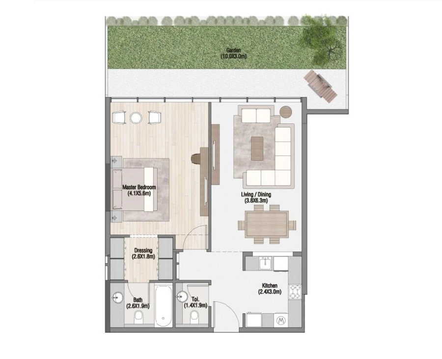 1 BR — One Bedroom Type 1G