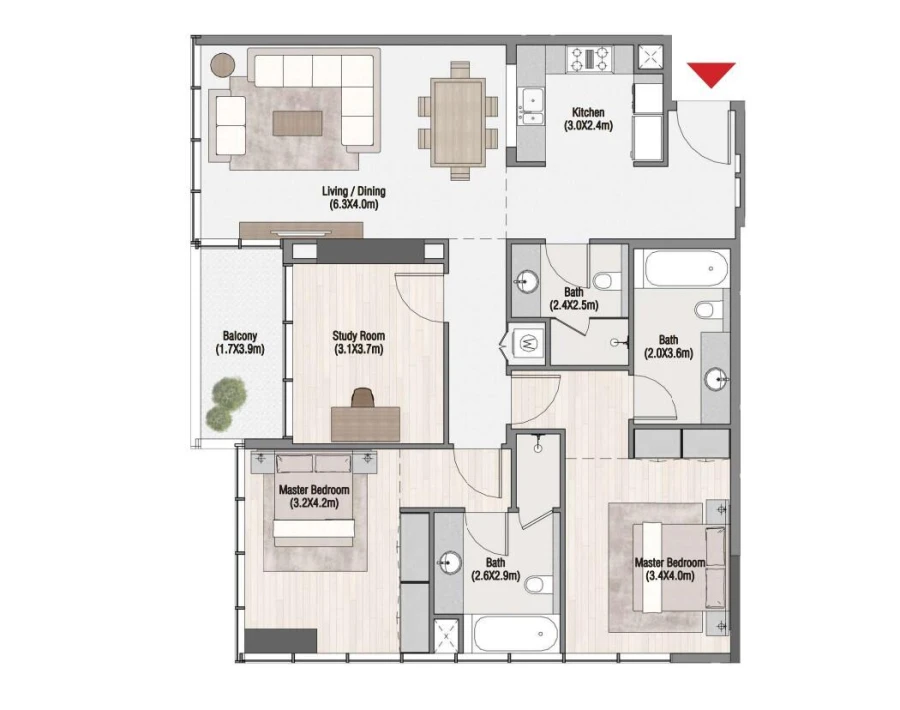 2 BR — Two Bedroom Type 2B