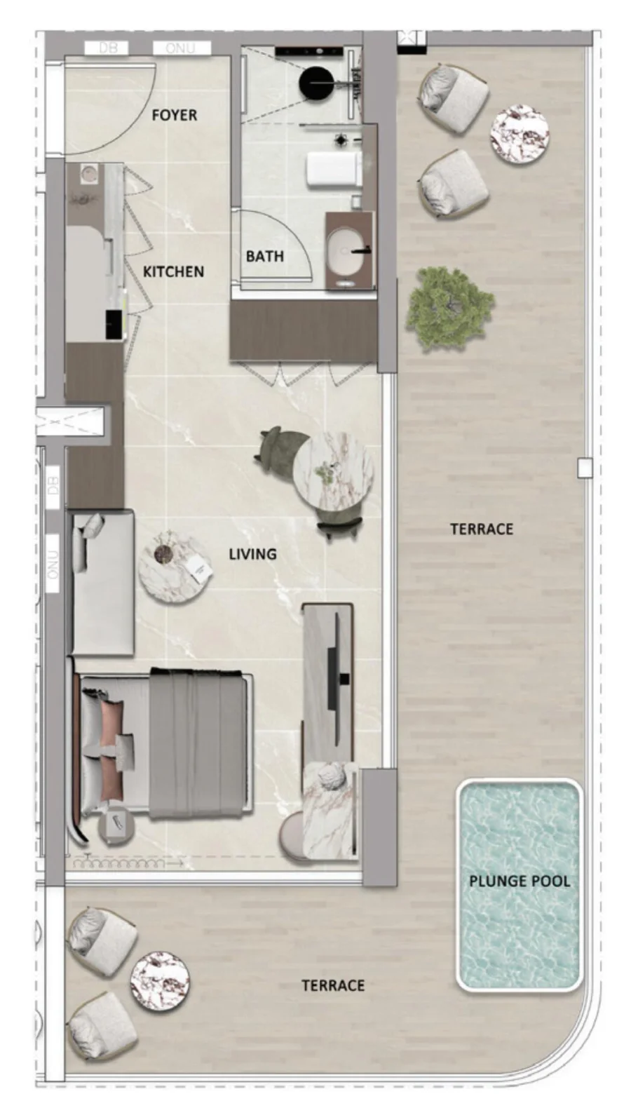 Studio — 1 Bedroom Type A2