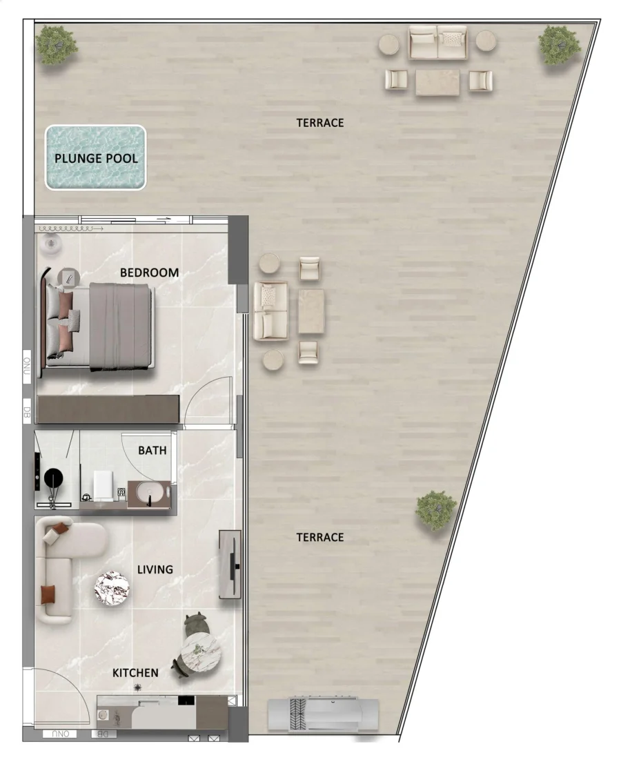 1 BR — 1 Bedroom Type Unit 105