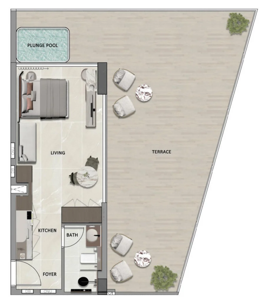 1 BR — 1 Bedroom Type Unit 105