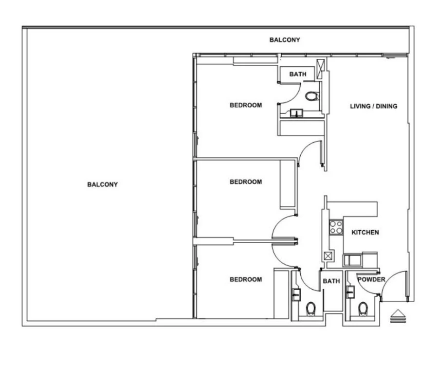 3 BR — 3 Bedroom Type G (810 )