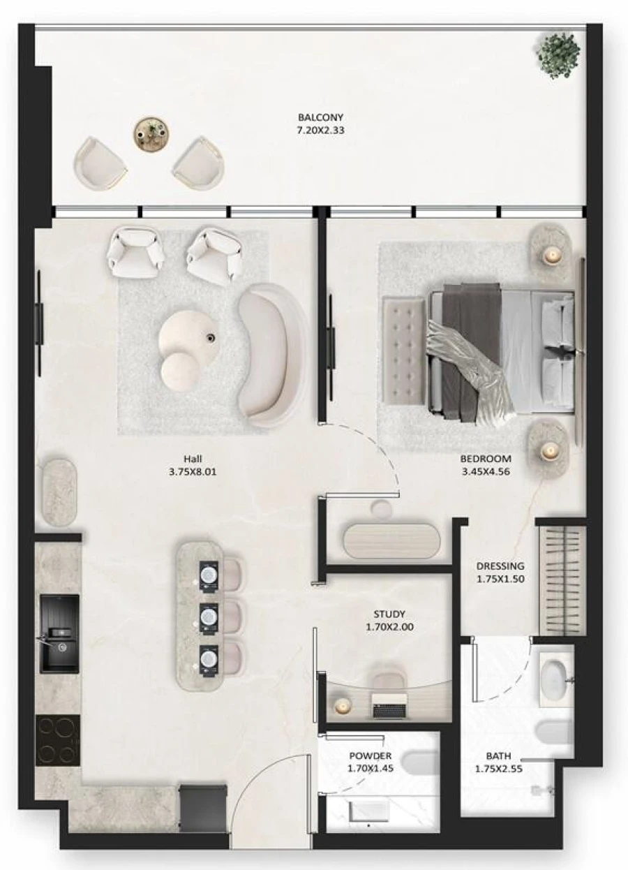 1 BR — 1 Bedroom   Type - A1