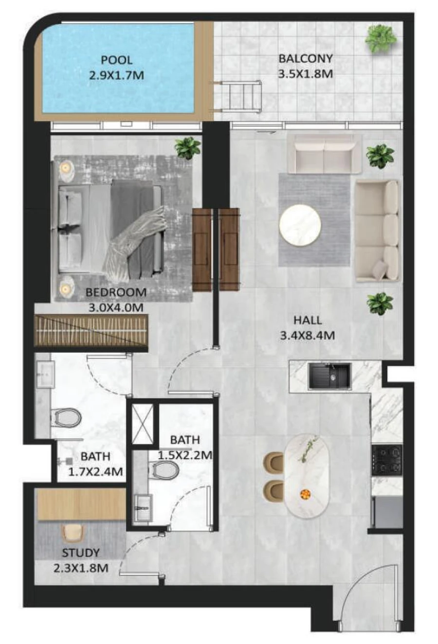 1 BR — 1 Bedroom Type A