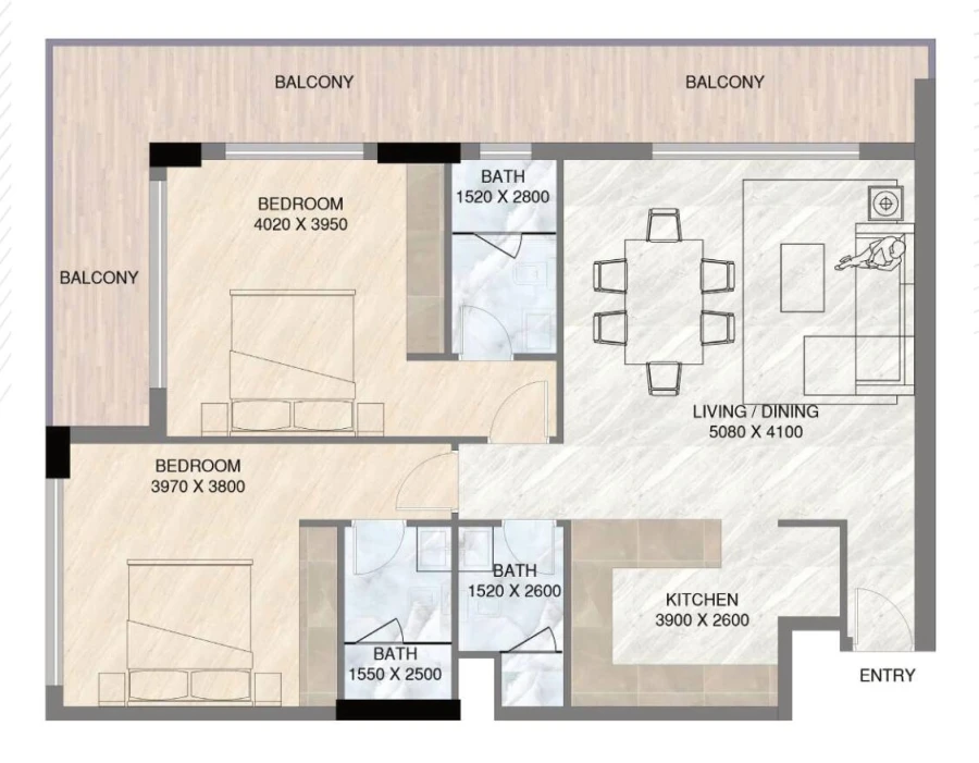 2 BR — 2 Bedroom Type B3