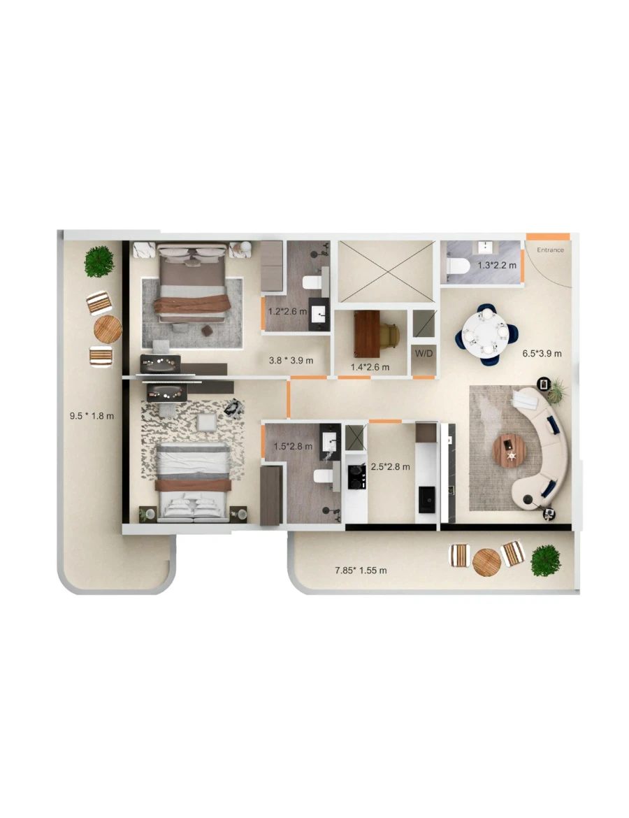 2 BR — 2.5 Bedroom