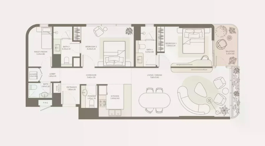 2 BR — 2 Bedroom Type A3