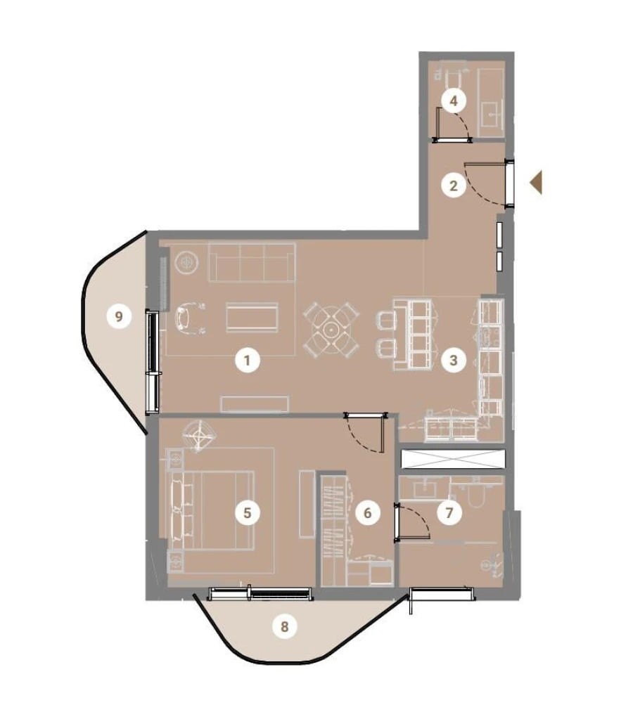 1 BR — 1 Bedroom Apartment - Type - 5