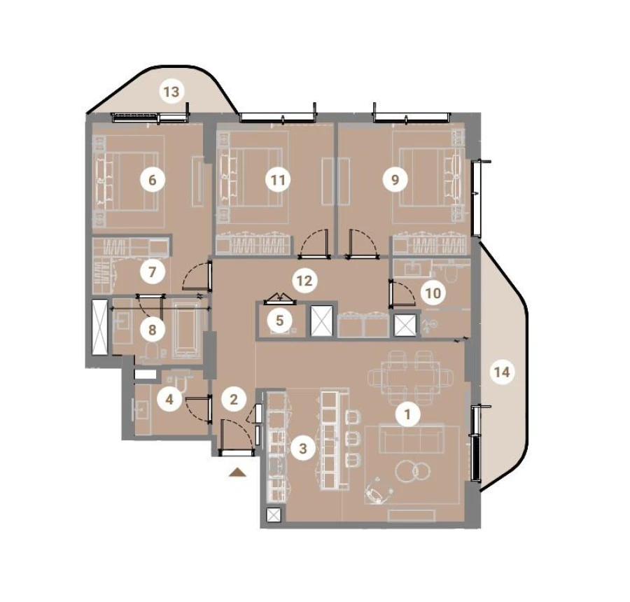3 BR — 3 Bedroom Apartment - Type - 1