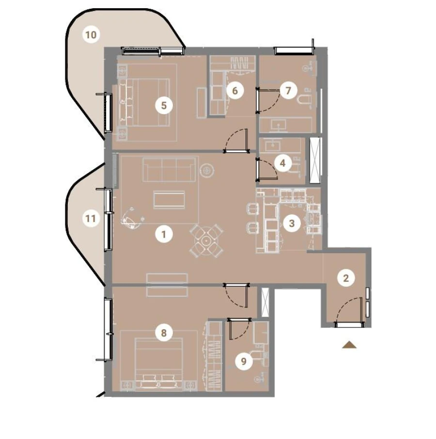 2 BR — 2 Bedroom Apartment - Type - 3