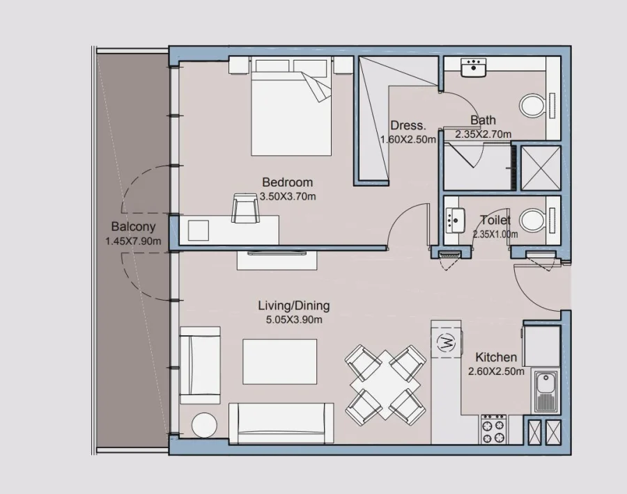 1 BR — 1 BEDROOM APARTMENT TYPE 02