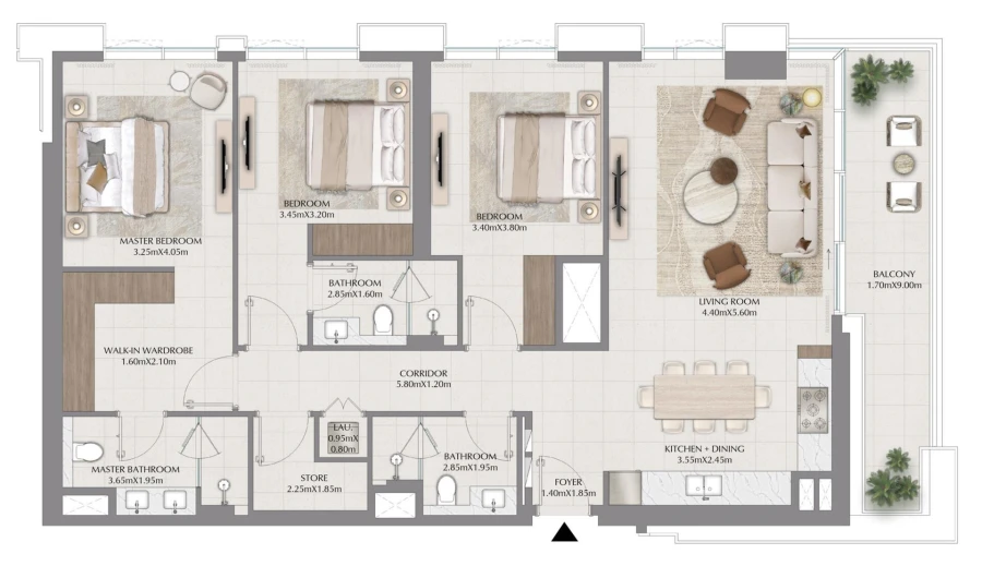 3 BR — 3 Bedroom Type 1A
