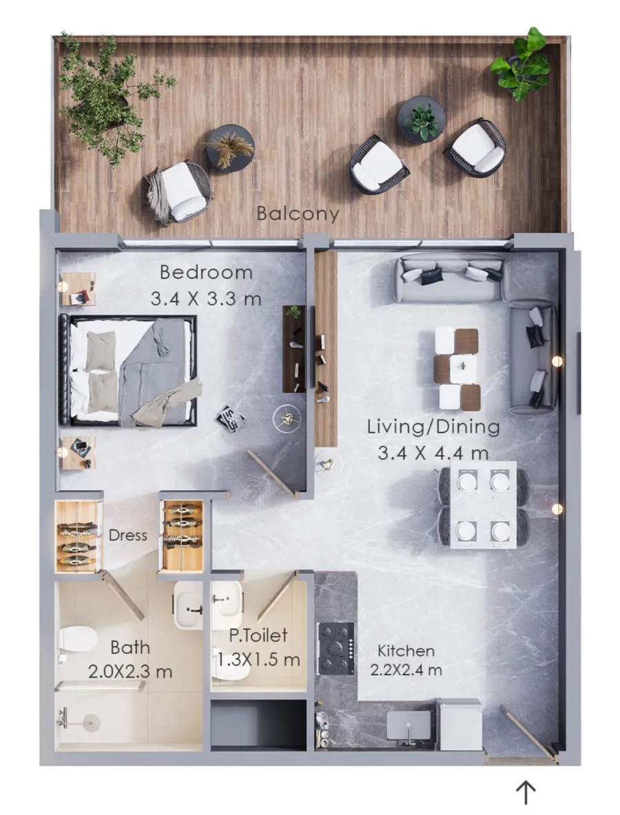 1 BR — 1 Bedroom Type 1