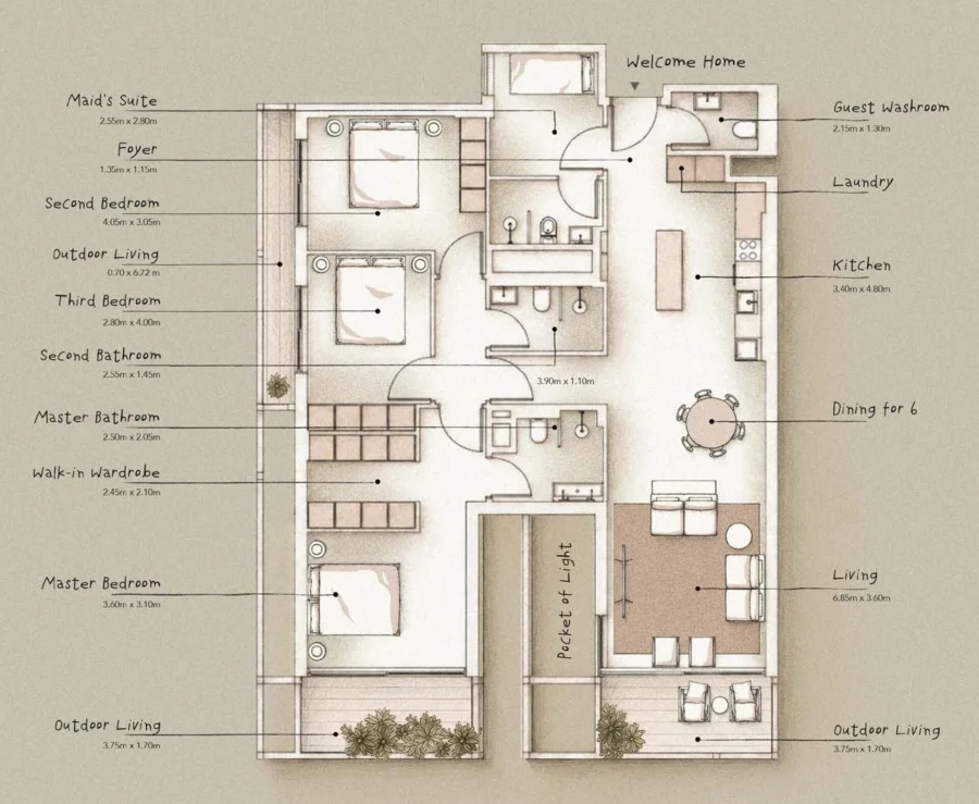 3 BR — 3 Bedroom Type A