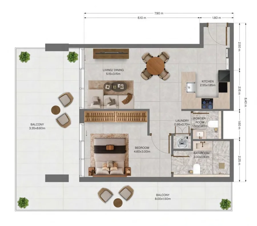 1 BR — 1 Bedroom Type 3A