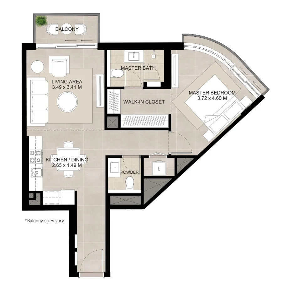 1 BR — 1 Bedroom Type B