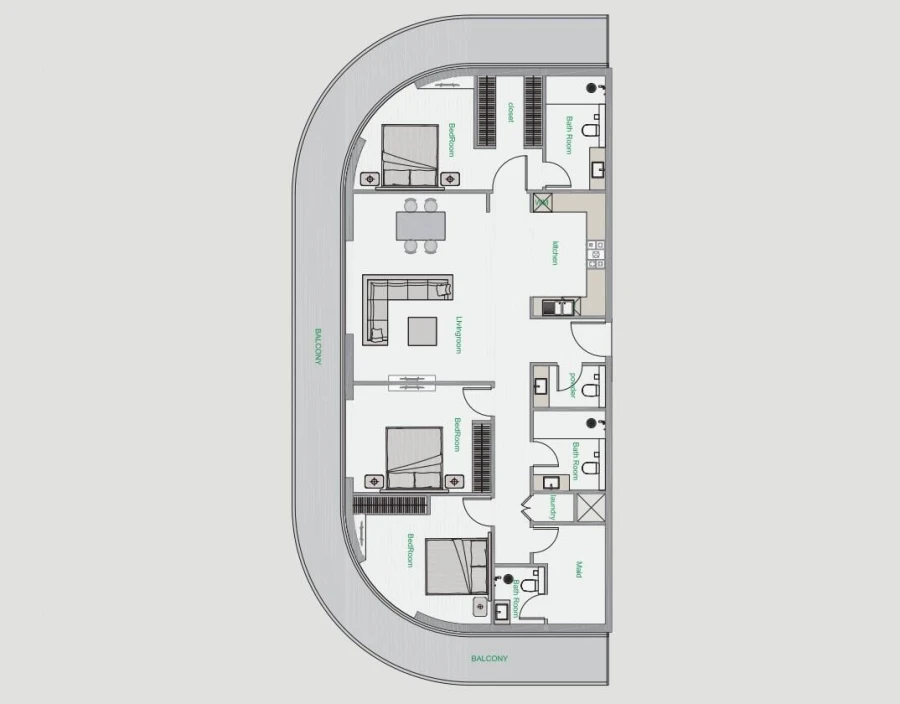 3 BR — 3 BED - TYPE 1