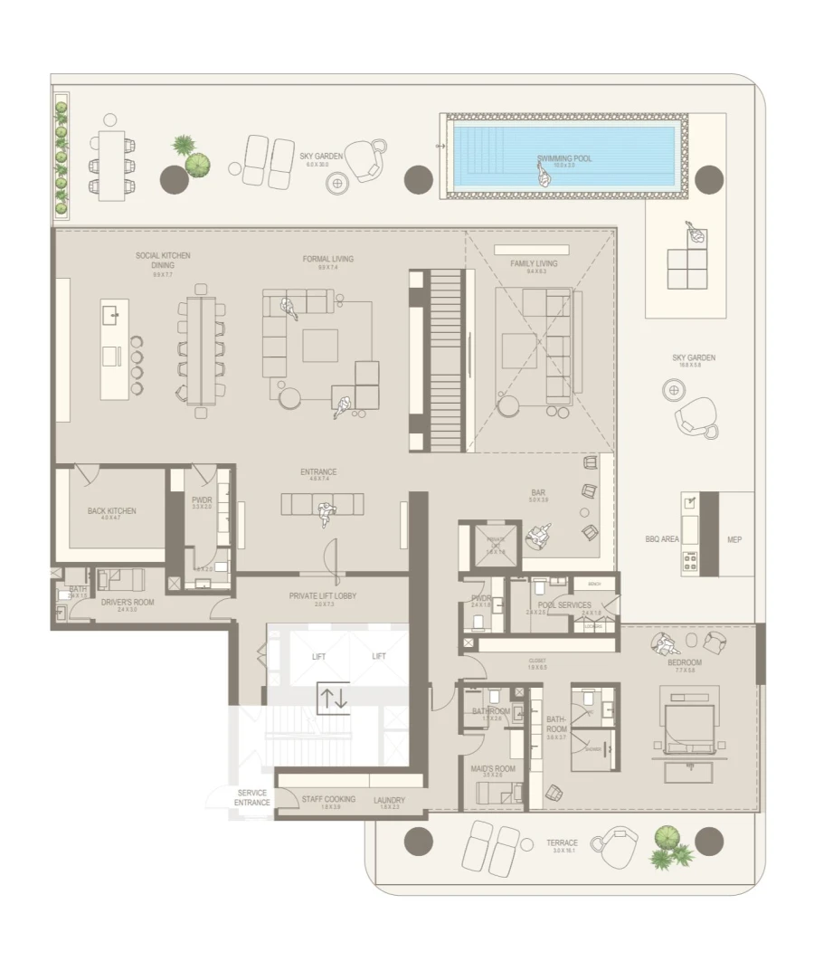 5 BR — 5 Bedroom Signature Duplex Villa