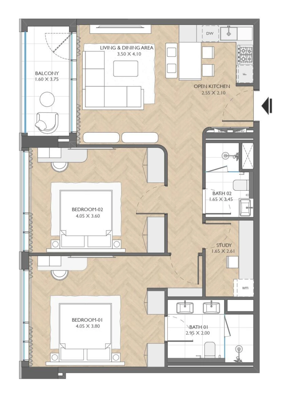 2 BR — 2 Bedroom Type 1