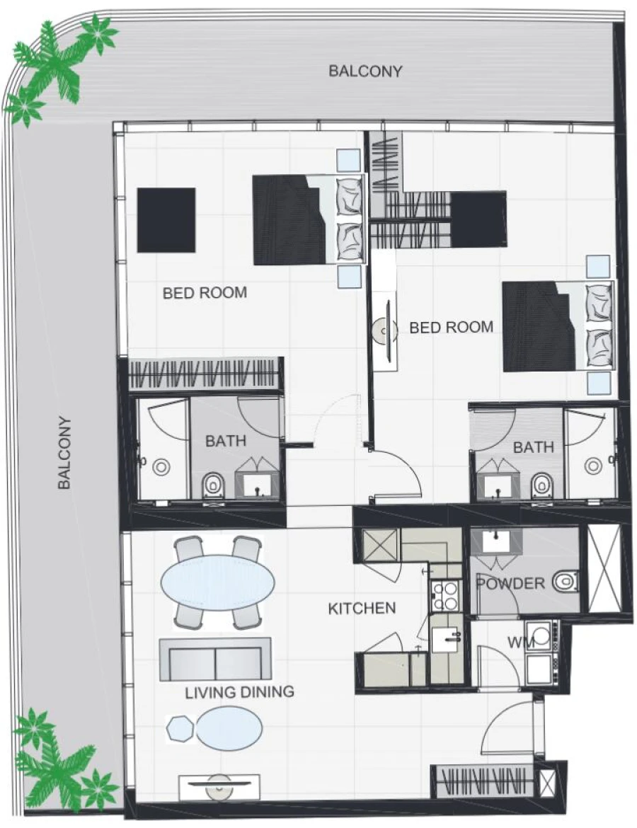 2 BR — 2 Bedroom Type 1