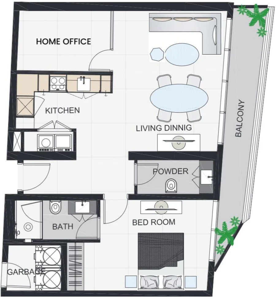1 BR — 1 Bedroom + Home Office Type 3