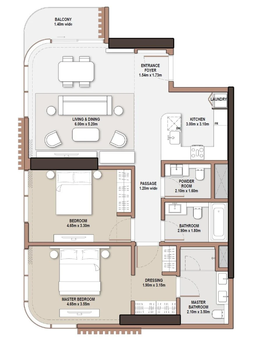 2 BR — 2 Bedroom Type A