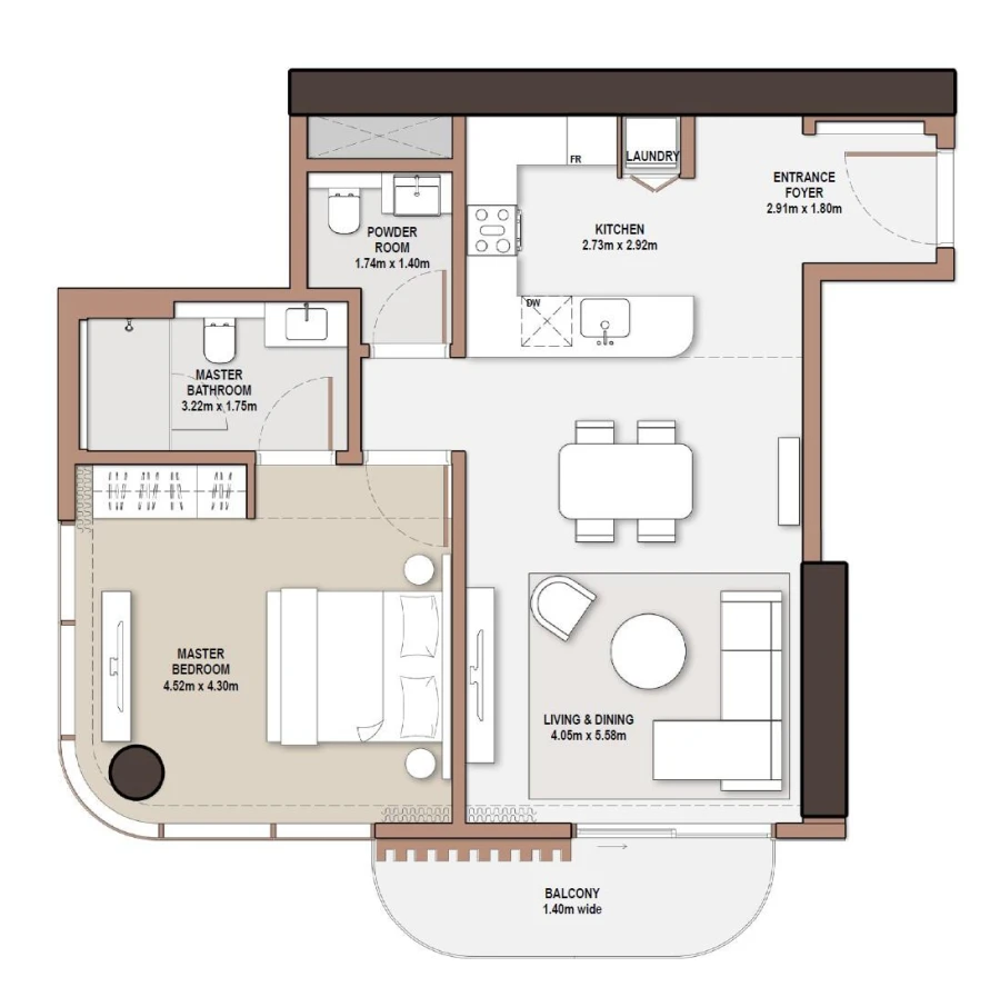 1 BR — 1 Bedroom Type C