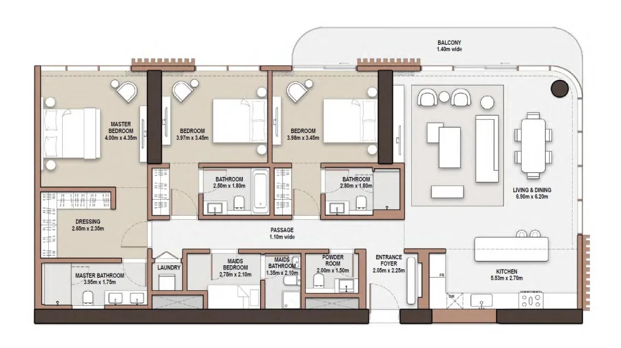 3 BR — 3 Bedroom Type A