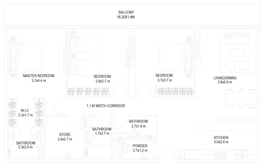 3 BR — 3 Bedroom Type 1