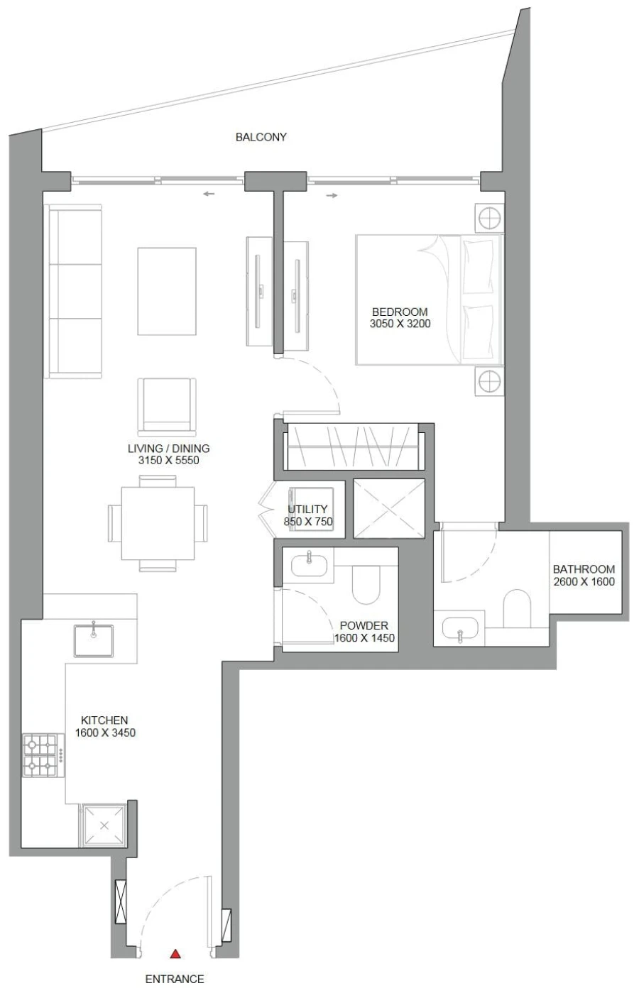 1 BR — 1 Bedroom Type G Variant 1