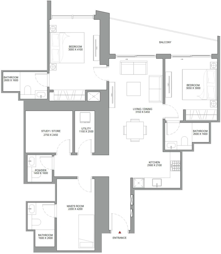 2 BR — 2 Bedroom Type A Variant 1