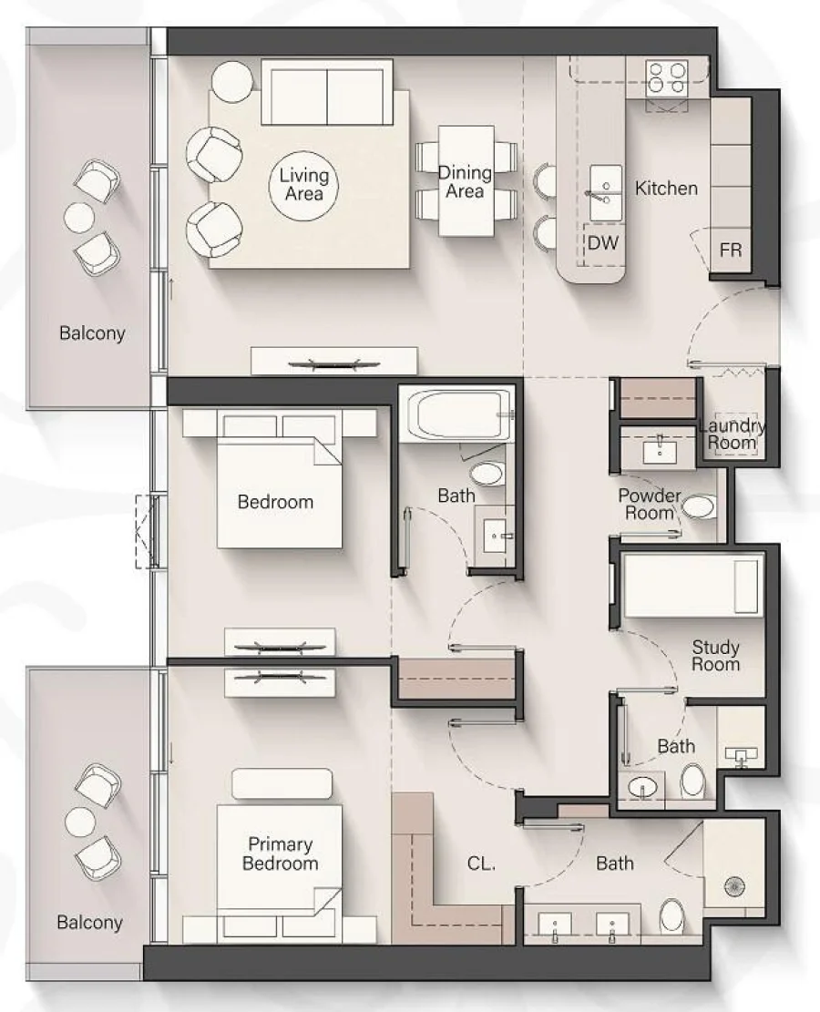 2 BR — 2 Bedroom + S