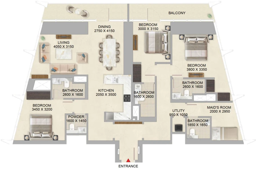 3 BR — 3 Bedroom Type A