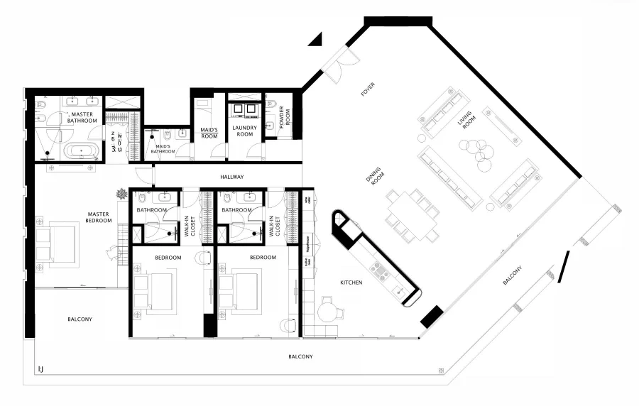 3 BR — 3 BEDROOM+MAID+3.5 BATHROOMS