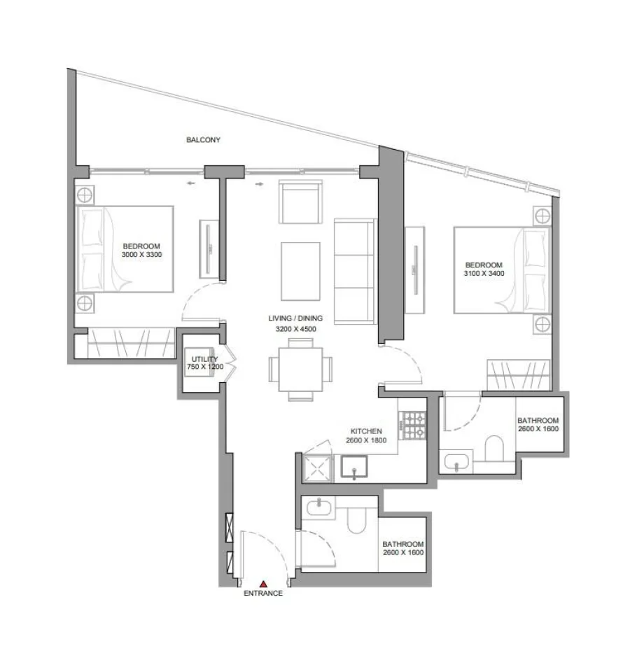 2 BR — 2 Bedroom A-1